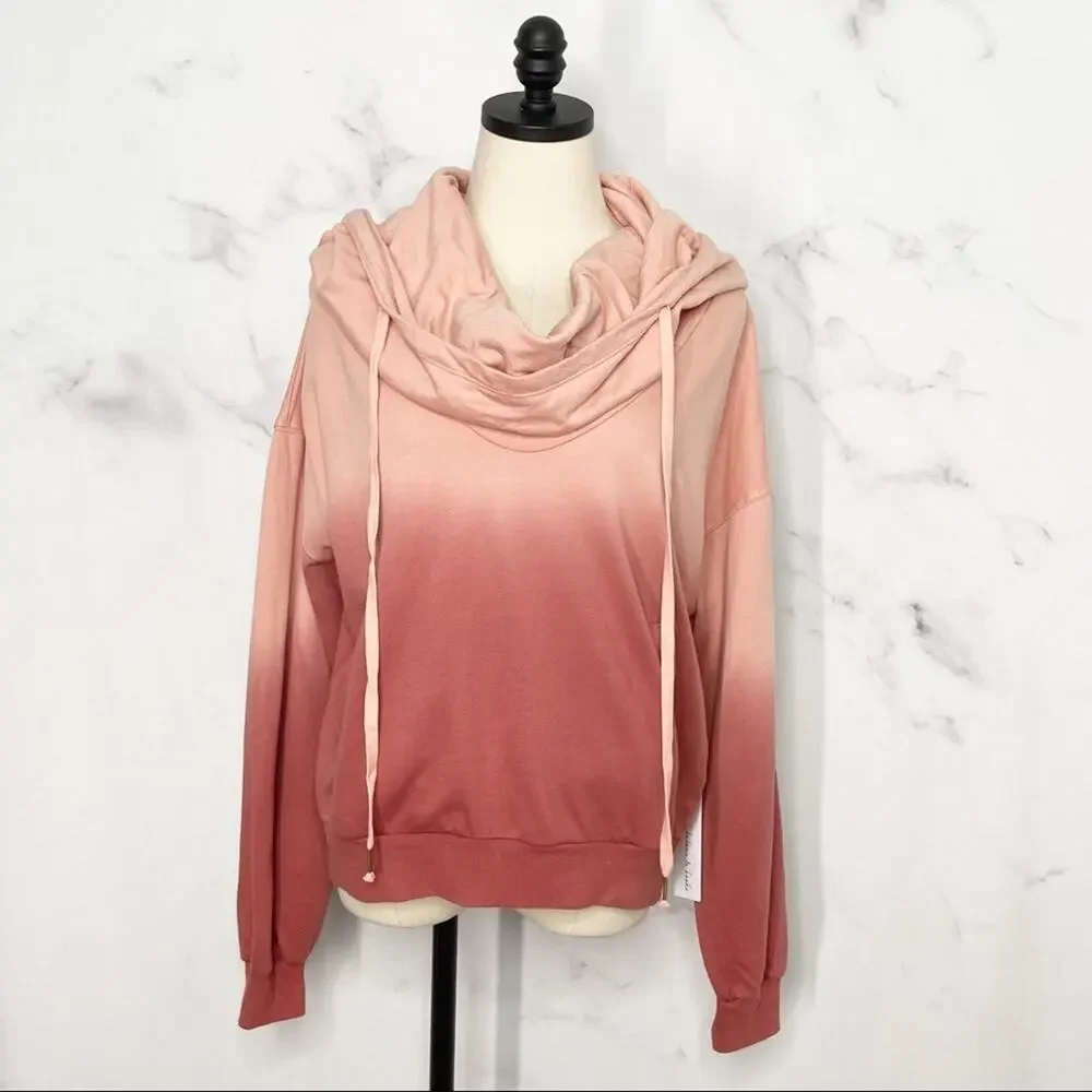 NWT Young Fabulous & Broke Ombre Piper Hoodie Pink Boho Beach Lounge Size S